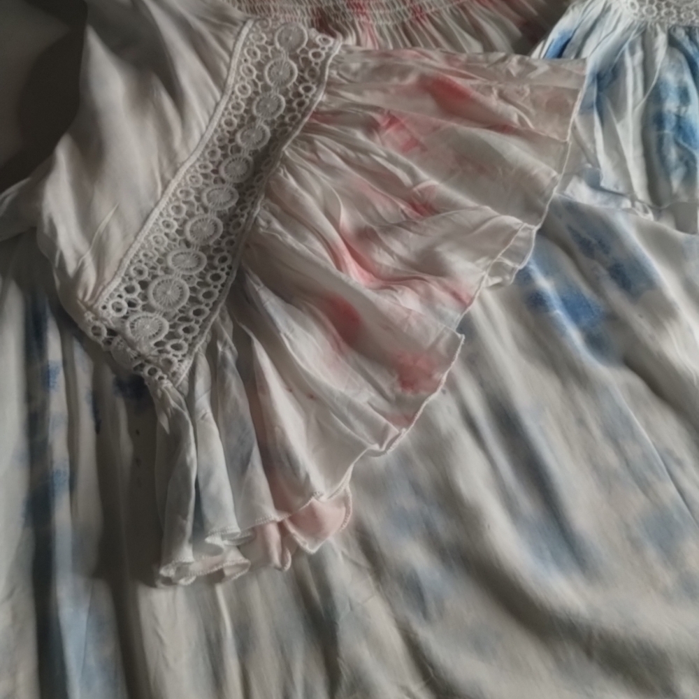 Cato Tie-Dye White Women's Boho Top Blouse Bell Sleeves SZ 22/24W Soft Comfy - Picture 13 of 13